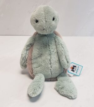 Jellycat's 12" super soft bashful turtle in light green and brown