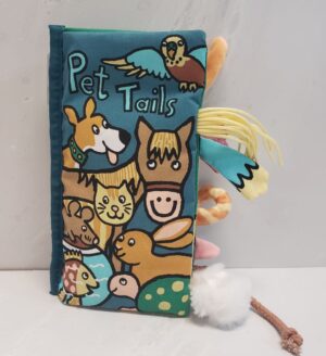 Textured activity book from Jellycat called "Pet Tails"