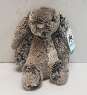 Jellycat's 12" woodland bunny in multiple shades of brown
