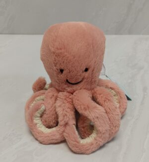 Small brick-red 7" octopus plush from Jellycat