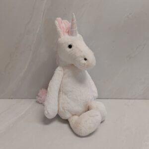 Jellycat's 12" bashful unicorn in white and pink