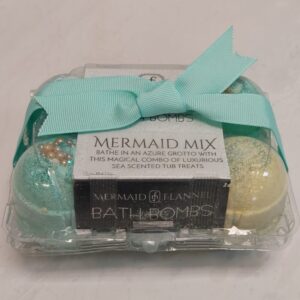 a giftable package of six bath bombs from Mermaid Flannel