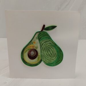 6 x 6 quilling card of an avocado.